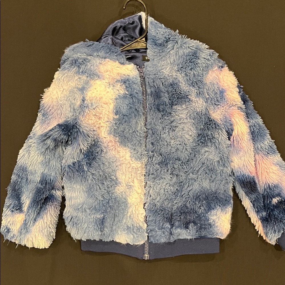 Zunie Fuzzy Blue and Pink Puffer Jacket